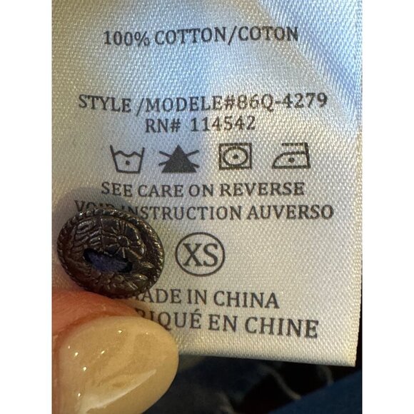 BLANKNYC Shirt‎ Women XS Blue Plaid You Oughta Know Raw Hem Button Up Western - Picture 12 of 12